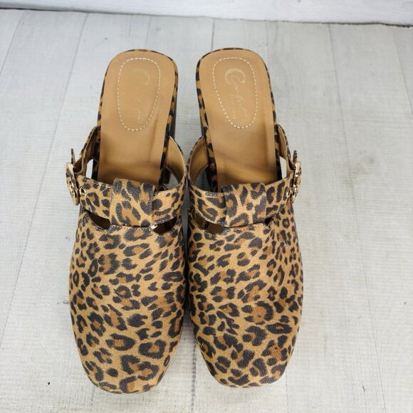 C Comfort Est 1946 Leopard Print Block Heel Platform Mules Slide Shoe Sz 9.5 M - Picture 8 of 16
